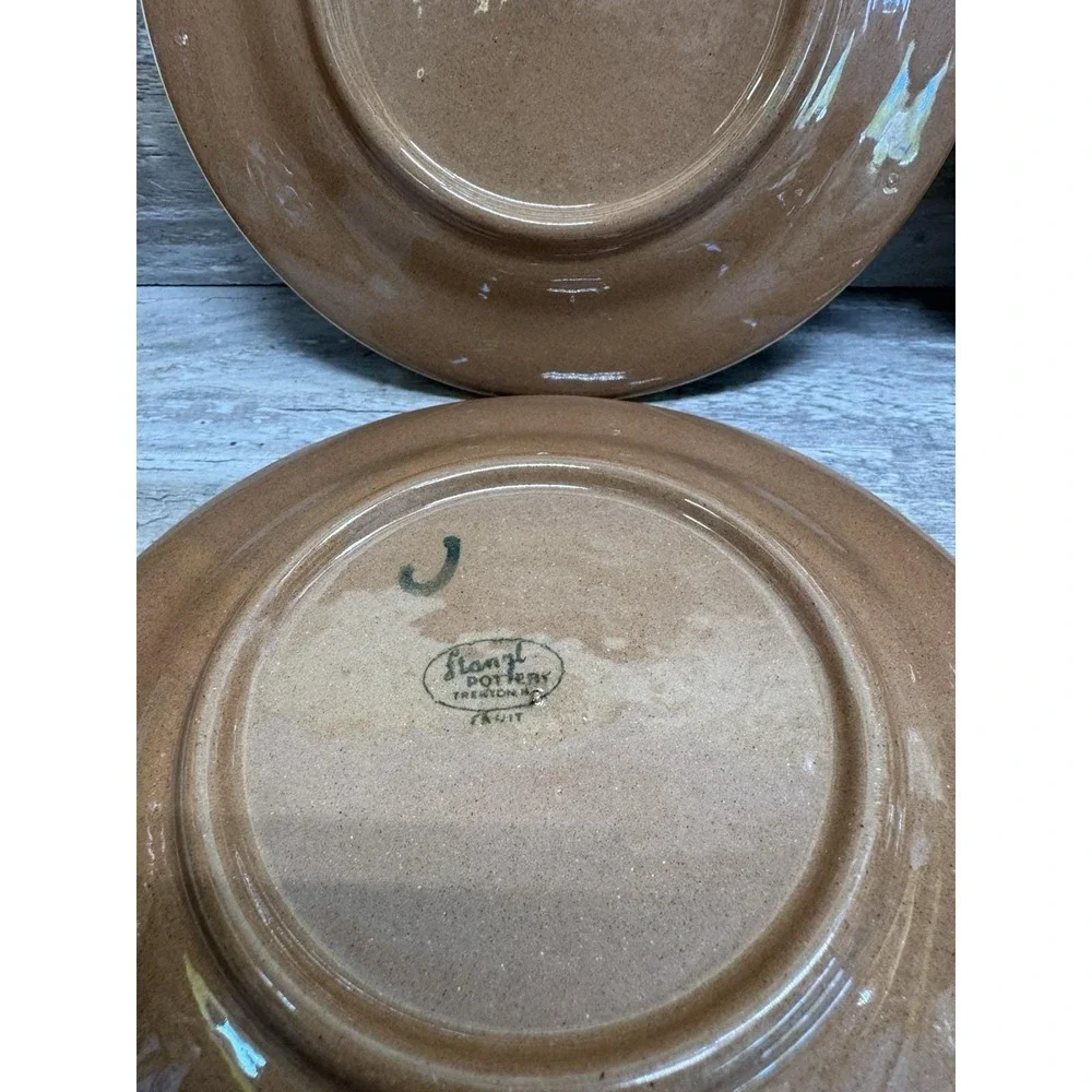 4 VTG 1960s Stangl Pottery FRUIT PEACH Redware Dessert or Bread & Butter Plates